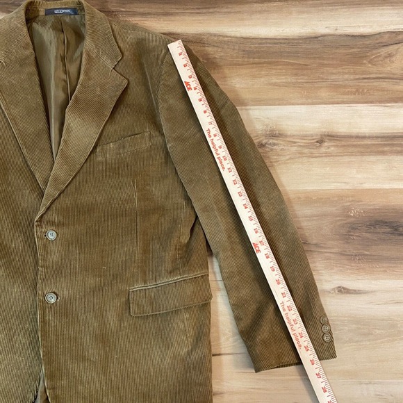 Croft & Barrow Corduroy Blazer Mens 46L 2 button Cotton Khaki Lining - Picture 8 of 15